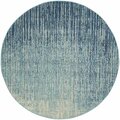 Homeroots 5 ft. Round Navy & Light Blue Abstract Area Rug 385285